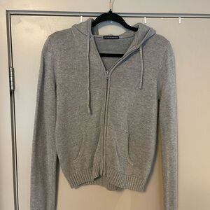 Brandy Melville Gray Cardigan Sweater with Ribbed Cuffs